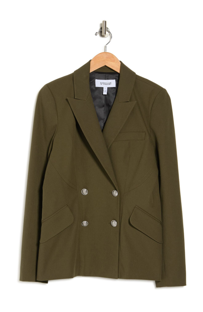 Shop Derek Lam 10 Crosby Rodeo Double Breasted Blazer In Army Green