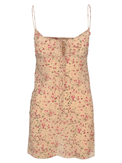 Shop Saint Laurent Floral Dress In Nude Pink