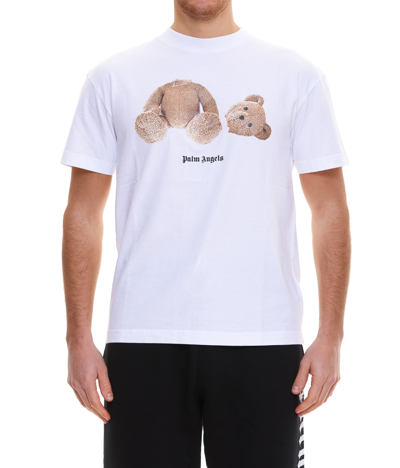 Shop Palm Angels Bear Logo T-shirt In White