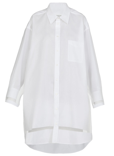 Shop Maison Margiela Cotton Chemisier Dress In Stripes Optic White