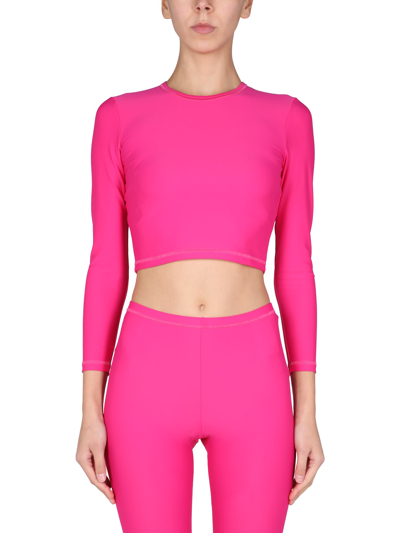 Shop Red Valentino The Black Tag Top In Fucsia