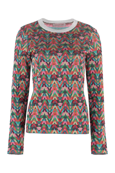 Shop Valentino Multicolor Lurex Sweater