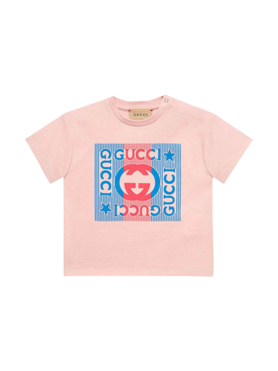Shop Gucci Pink T-shirt With Print In Rosa
