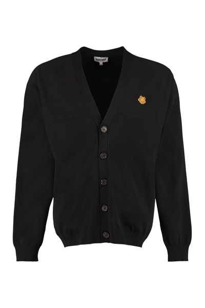 Shop Kenzo Buttoned Cotton Cardigan In Black