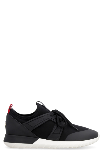 Shop Moncler Meline Techno Fabric And Leather Sneakers In Black