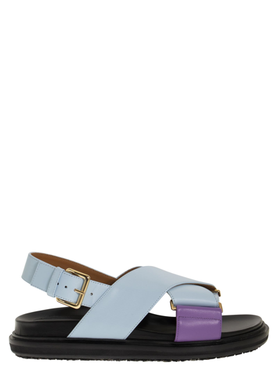 Shop Marni Fussbett - Calfskin Sandal In Light Blue/lilac