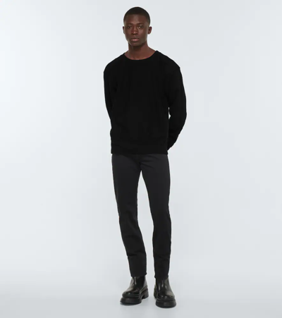 Shop Les Tien Cotton Fleece Sweatshirt In Jet Black