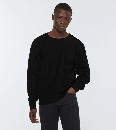 Shop Les Tien Cotton Fleece Sweatshirt In Jet Black