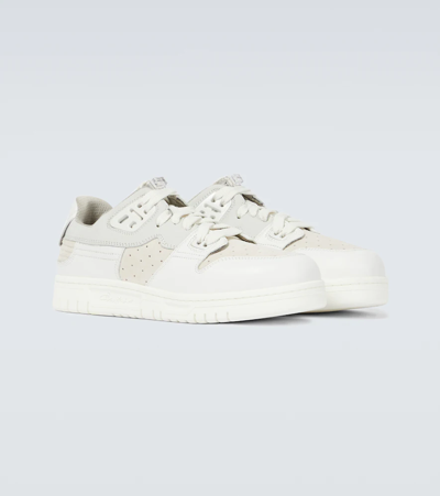 Acne Studios Leather, Nubuck, And Suede Sneakers In Multi White