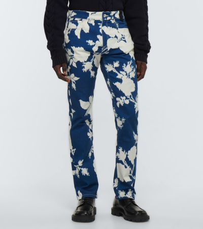 Shop Erdem Oliver Floral Slim Jeans In Blue