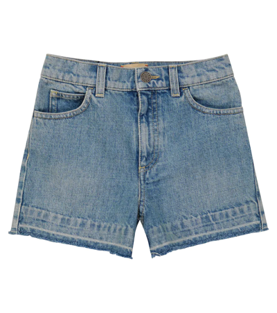 Shop Gucci Denim Shorts In Light Blue/mix