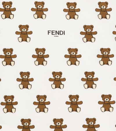 Shop Fendi Baby Printed Cotton-blend T-shirt In Gesso
