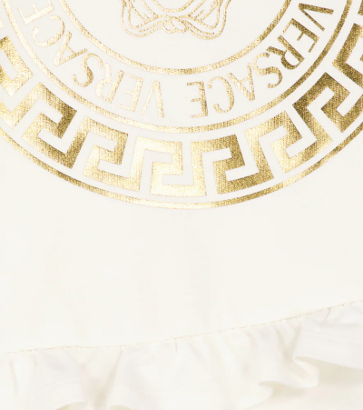 Shop Versace Baby Medusa Ruffle-trimmed Dress In Bianco+oro