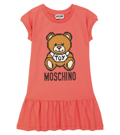 Shop Moschino Printed Cotton Dress In Strawberry