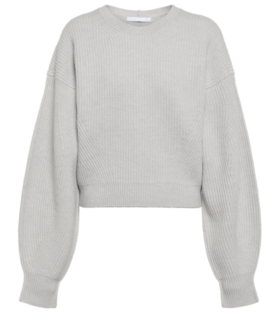Shop Helmut Lang Volume Wool Sweater In Light Heather Grey