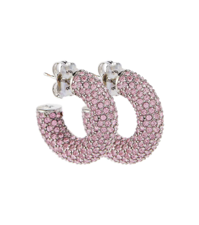 Amina Muaddi Cameron Silver-tone Crystal Hoop Earrings