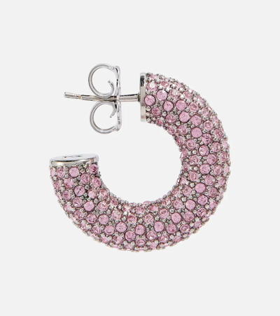 Amina Muaddi Cameron Silver-tone Crystal Hoop Earrings