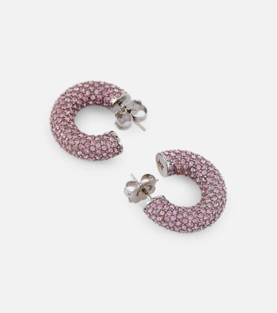 Amina Muaddi Cameron Silver-tone Crystal Hoop Earrings