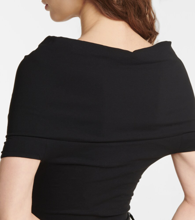 Shop Khaite Cerise Off-shoulder Bodysuit In Black