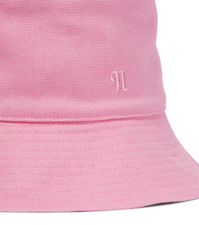 Shop Nanushka Caran Cotton Canvas Bucket Hat In Pink