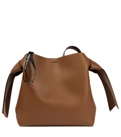 Shop Acne Studios Musubi Medium Leather Shoulder Bag In Camel Brown