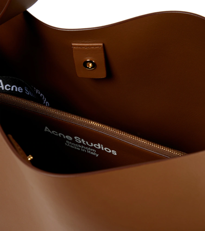 Shop Acne Studios Musubi Medium Leather Shoulder Bag In Camel Brown