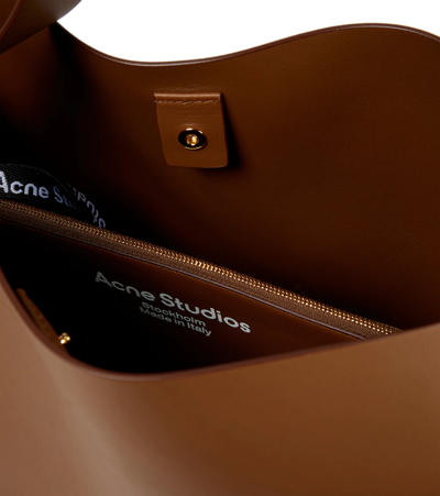 Acne Studios Mini Musubi Leather Top Handle Bag In Camel Brown