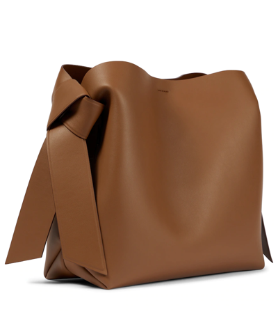 Acne Studios Mini Musubi Leather Top Handle Bag In Camel Brown