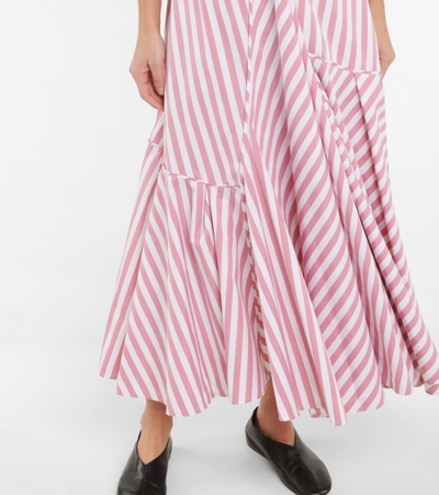 Shop Jil Sander Striped Cotton Maxi Dress In Open White