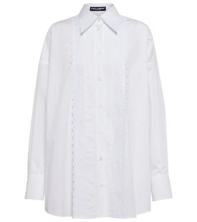 Shop Dolce & Gabbana Cotton Poplin Shirt In Bianco Ottico