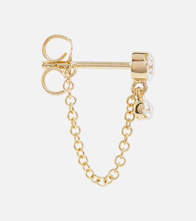 Shop Maria Tash Invisible Dangle Chain 18kt Gold Single Earring With Diamonds In Yellow Gold