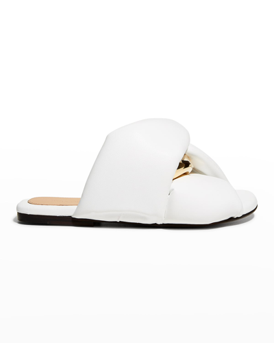 Shop Jw Anderson Twist Flat Sandals In White