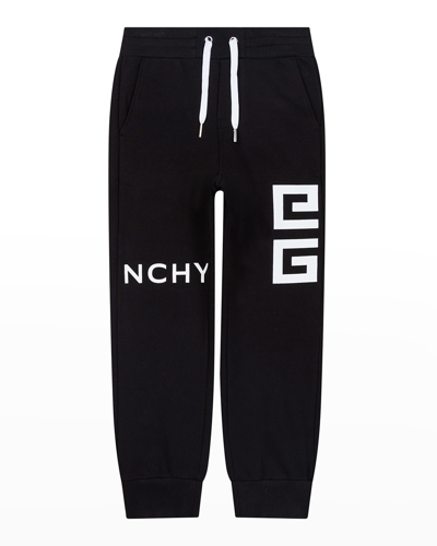 Shop Givenchy Boy's Sweatpants With 4g Logo In 09b Black