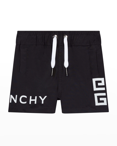 Shop Givenchy Boy's Swim Shorts With 4g Logo In 09bblack
