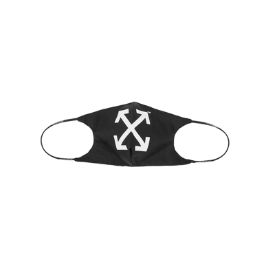 Shop Off-white Arrows Black Cotton Face Mask In Black And White