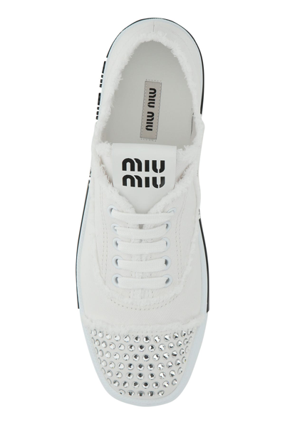Miu Miu White Gabardine Sneakers Nd Donna 40 In Bianco | ModeSens