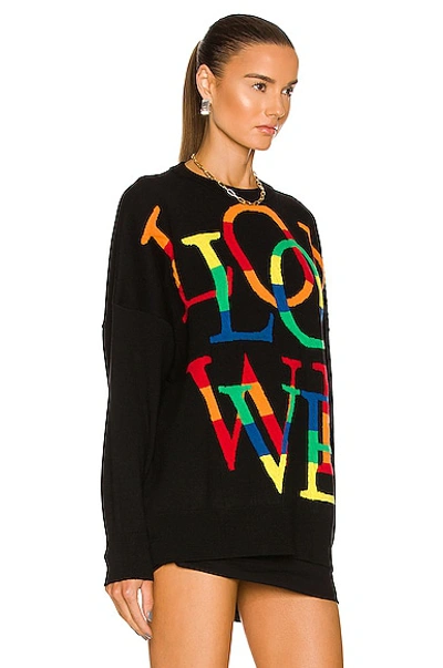 Shop Loewe Love Sweater In Black & Multicolor