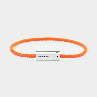 Shop Le Gramme 7g Nato Cable Bracelet -  - Bright Orange - Silver