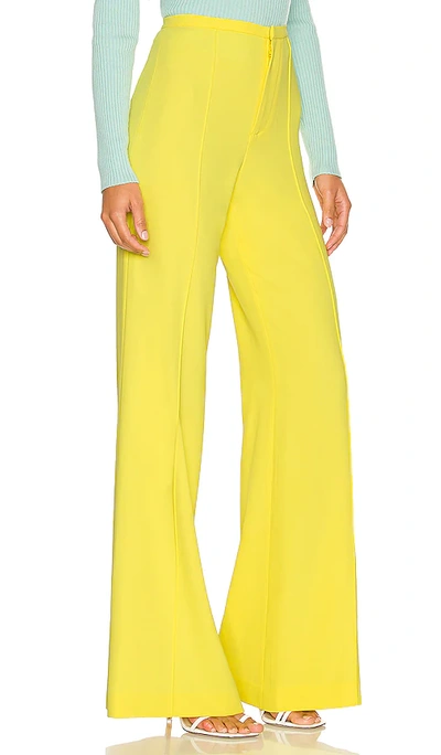 Alice And Olivia Dylan Yellow Flared Wide-leg Trousers In Yellow