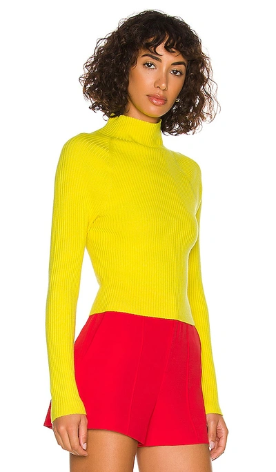 Shop Alice And Olivia Irena Mock Neck Cropped Sweater In Yellow
