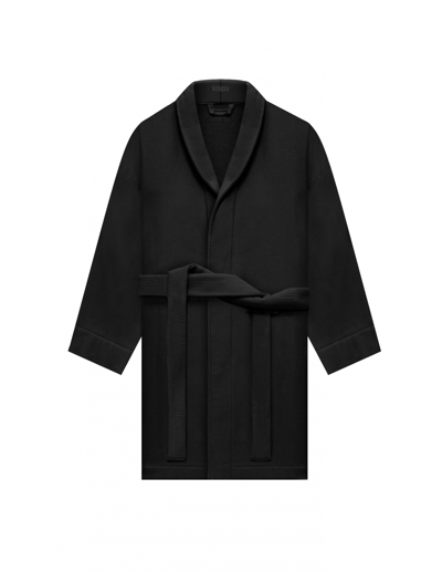 Shop Fear Of God Waffle Cotton Robe In Black