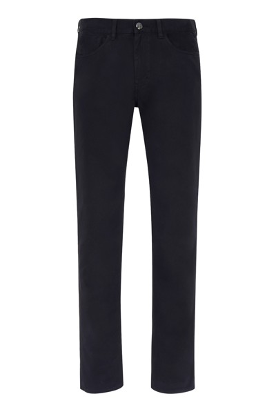 Shop Giorgio Armani Classic Slim Fit Trousers In Black