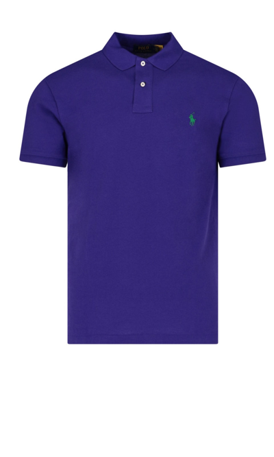 Shop Polo Ralph Lauren Logo Embroidered Polo Shirt In Purple