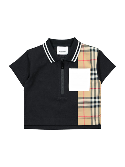 Shop Burberry Kids Polo Shirt For Boys In Black