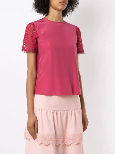 Shop Martha Medeiros Basic Silk Crepe T-shirt In Red