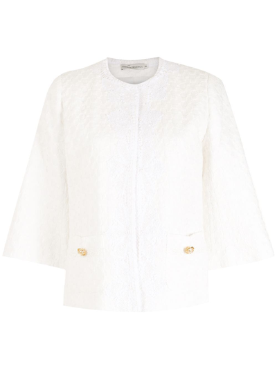 Shop Martha Medeiros Lua Lace-detail Blazer In White