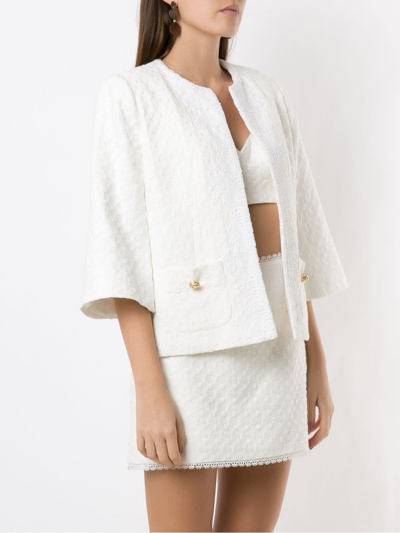 Shop Martha Medeiros Lua Lace-detail Blazer In White