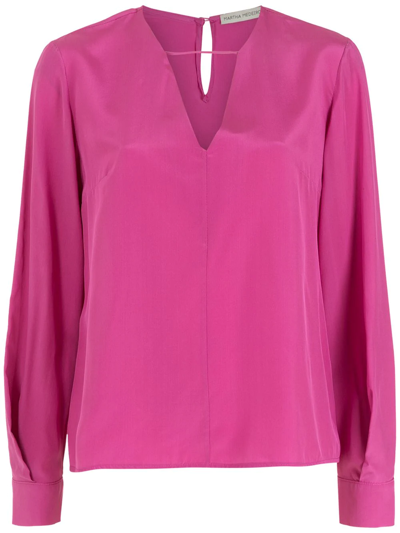 Shop Martha Medeiros Silk Cecilia Blouse In Pink