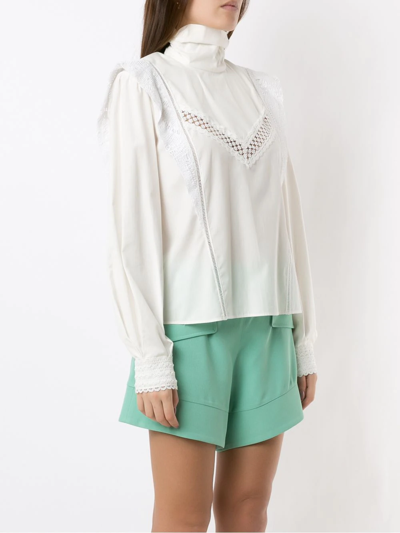 Shop Martha Medeiros Silvia High Neck Blouse In White