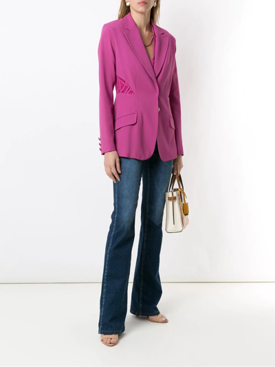 Shop Martha Medeiros Lina Lace-panelled Blazer In Purple